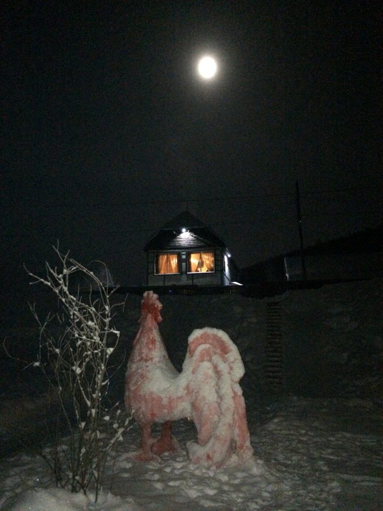 Береть, луна, ночь, домик